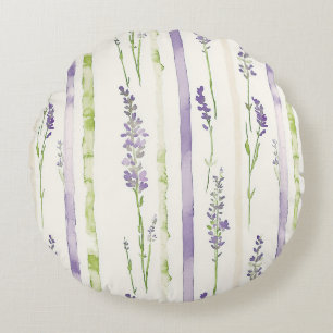 Cojín Redondo Rayas de lavanda Floral