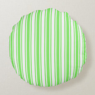 Cojín Redondo Rayas de limón verde y blanco de caramelos