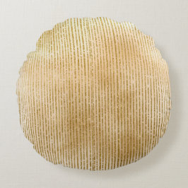 Cojín Redondo Rayas de oro lujosas, modernas, elegantes