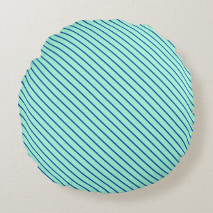 Cojín Redondo Rayas diagonales - aqua y azul marino