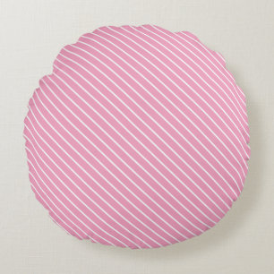 Cojín Redondo Rayas diagonales - rosa concha y blanco
