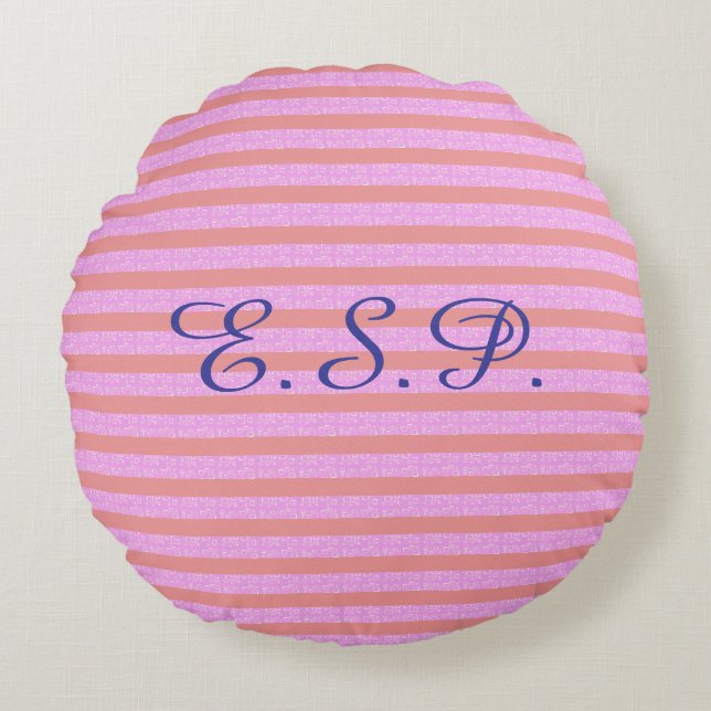 Cojín Redondo Rayas geométricas púrpuras claras (Anverso)
