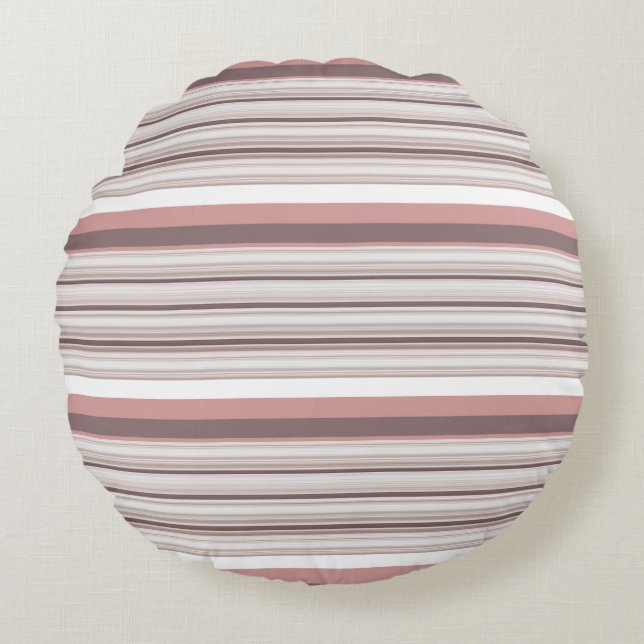 Cojín Redondo Rayas marrones blancos y cortas (Anverso)