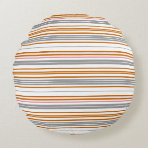 Cojín Redondo Rayas marrones grises cortas