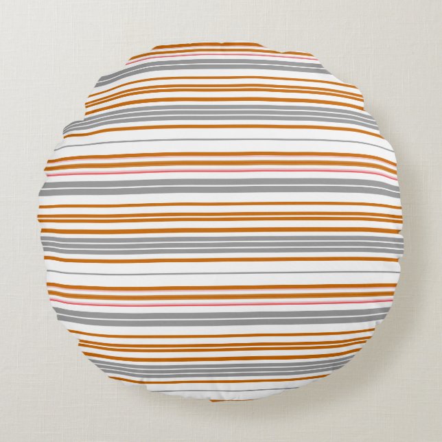 Cojín Redondo Rayas marrones grises cortas (Anverso)