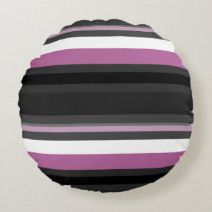 Cojín Redondo Rayas negras, grises y blancas