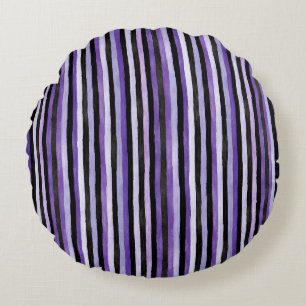 Cojín Redondo Rayas Negras Moradas