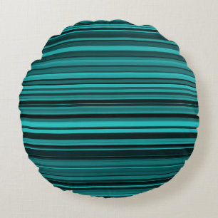Cojín Redondo Rayas Negras Verde Azul