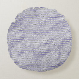 Cojín Redondo Rayas Purpurinas Glitzy Morado Plateado