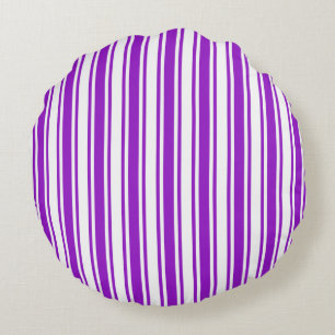 Cojín Redondo Rayas reales de caramelo morado y blanco