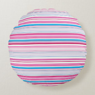 Cojín Redondo Rayas rosas azules cortas
