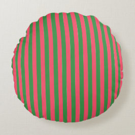 Cojín Redondo Rayas Verdes Rosadas,Encantador,Moderno, Simple, D