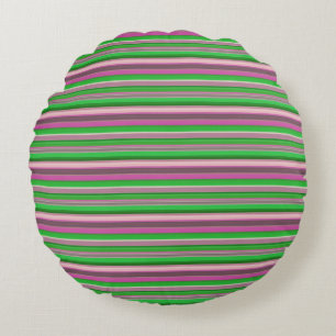 Cojín Redondo Rayas verdes violetas