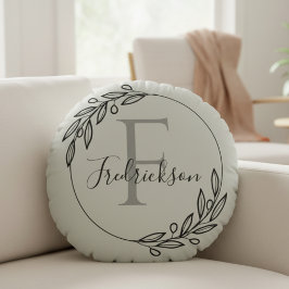 Cojín Redondo Realtor Closing Gift - Monogram Wreath Pillow