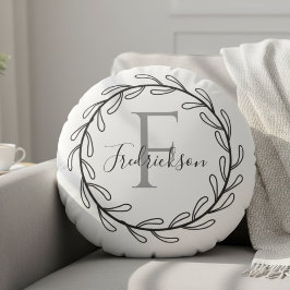Cojín Redondo Realtor Closing Gift Wreath Monogram Round Pillow