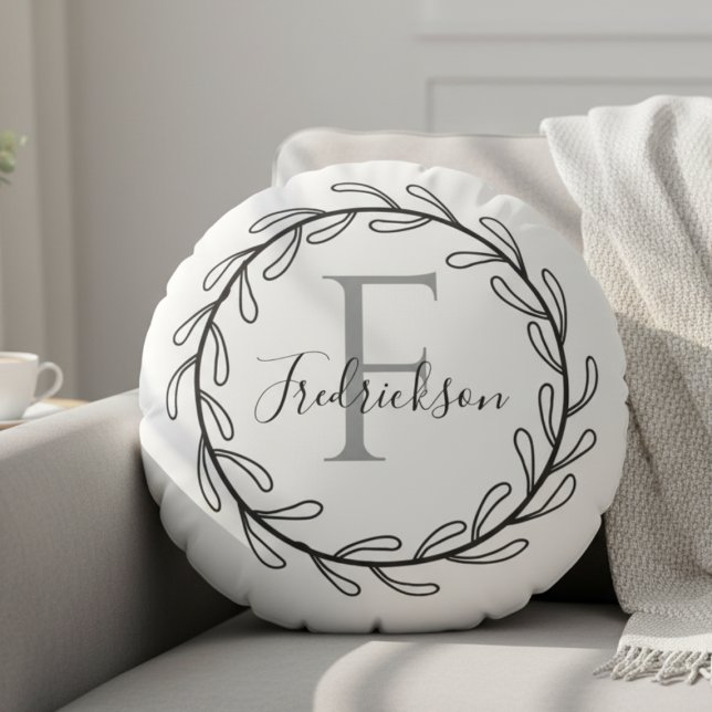 Cojín Redondo Realtor Closing Gift Wreath Monogram Round Pillow (Realtor Closing Gift Wreath Monogram Round Pillow)