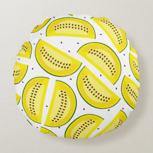 Cojín Redondo Rebanadas de Melón Amarillo Fresco Patrón
