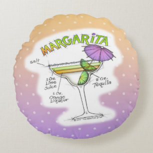 COJÍN REDONDO RECETA DE MARGARITA COCTELERÍA ARTE
