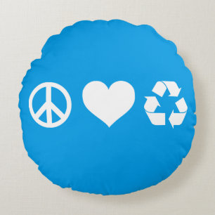 Cojín Redondo Reciclaje de amor por la paz