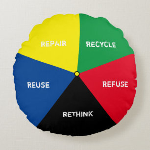Cojín Redondo Reciclar, reutilizar, refundir, repensar - Guardar