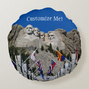 Cojín Redondo Recuerdo de fotos del Personalizable Mount Rushmor