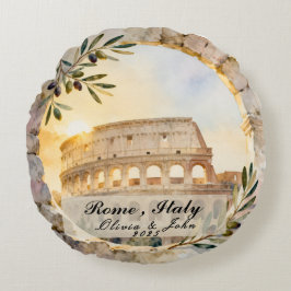 Cojín Redondo Recuerdo personalizado de luna de miel o vacacione