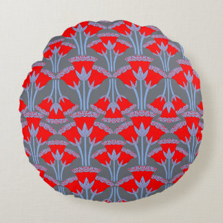 Cojín Redondo Red Bellflower Round Throw Pillow | One Owl Artist