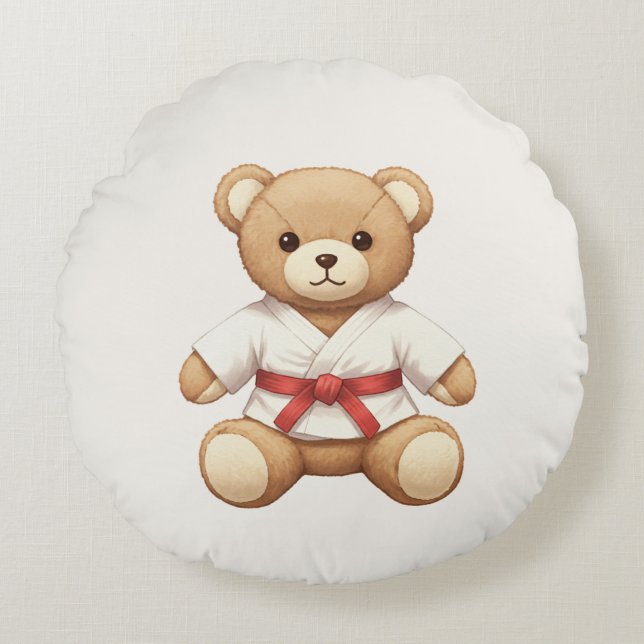 Cojín Redondo Red Belt Judo Bear – A Special Gift Symbolizing th (Anverso)