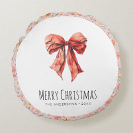 Cojín Redondo Red Bow Coquette Navidades Florales Modernos