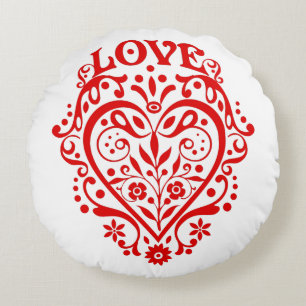 Cojín Redondo Red Fancy Love Heart