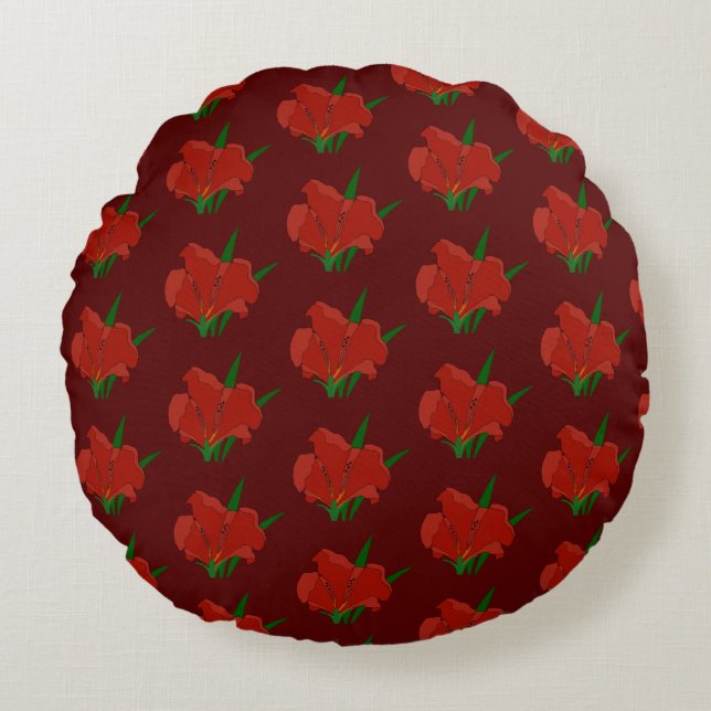 Cojín Redondo Red Floral Throw pillow (Anverso)