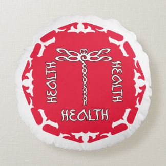 Cojín Redondo Red Root Chakra "Health" Dragonfly White BG
