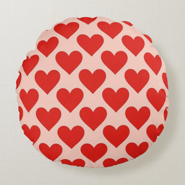Cojín Redondo Red, traditional Valentine's day heart (Anverso)