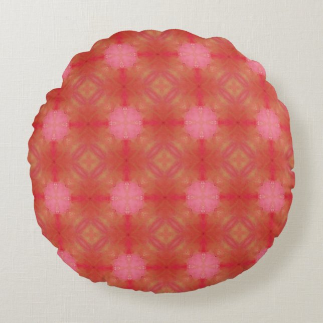 Cojín Redondo Reddish Rose Geometric Circular Throw Pillow (Anverso)