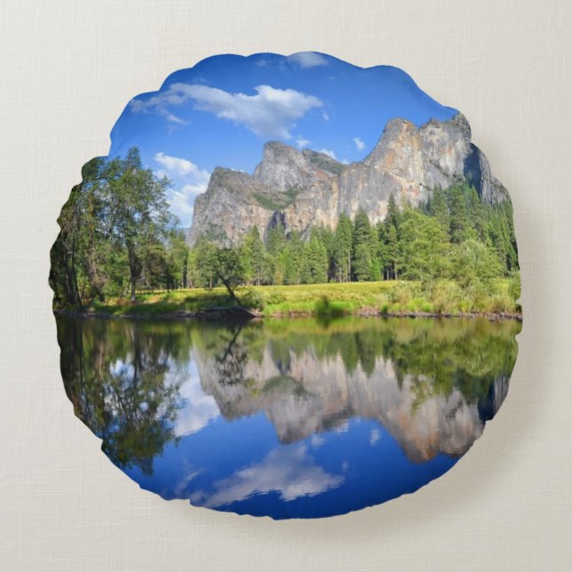 Cojín Redondo Reflexión de Yosemite (Anverso)