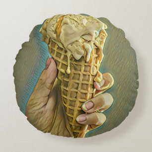 Cojín Redondo Regalo de amante de los helados