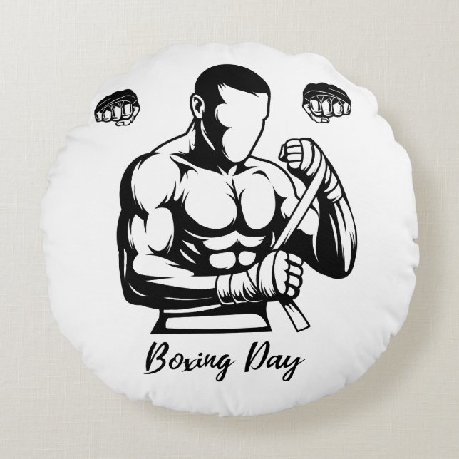 COJÍN REDONDO REGALO DE BOXEADOR PARA HOMBRES (Anverso)