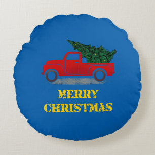 Cojín Redondo Regalo de Camión Antiguo Navideño para Camionero