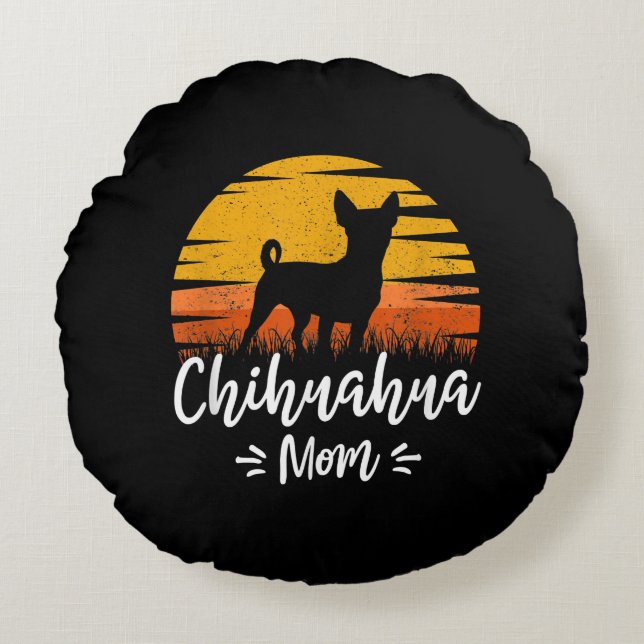 Cojín Redondo Regalo de Chihuahua retro|Perros de Chihuahua vint (Anverso)