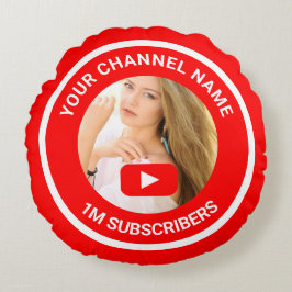 Cojín Redondo Regalo de Foto Personalizada para Canal de Youtube