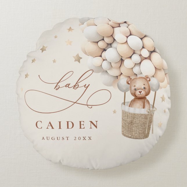 Cojín Redondo Regalo de guardería de Baby Shower neutro para ose (Anverso)