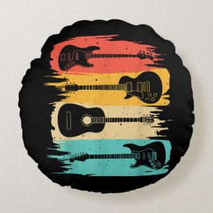 Cojín Redondo Regalo De Guitarra Vintage Para Hombres Banda De M