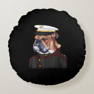 Cojín Redondo Regalo de mamá de papá, perro armado del Bulldog d