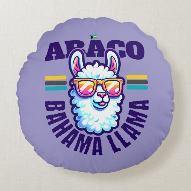 Cojín Redondo Regalo de recuerdo de Bahamas: Abaco Bahamas Llama (Anverso)