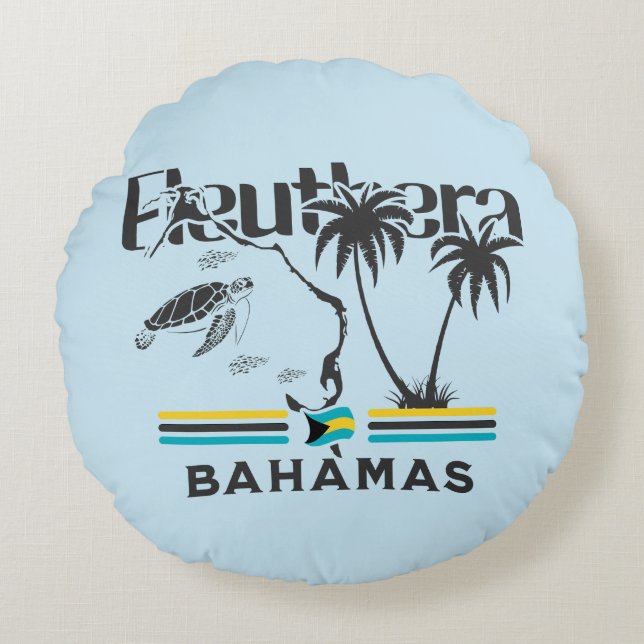 Cojín Redondo Regalo de recuerdo de Bahamas : Bandera de Eleuthe (Anverso)