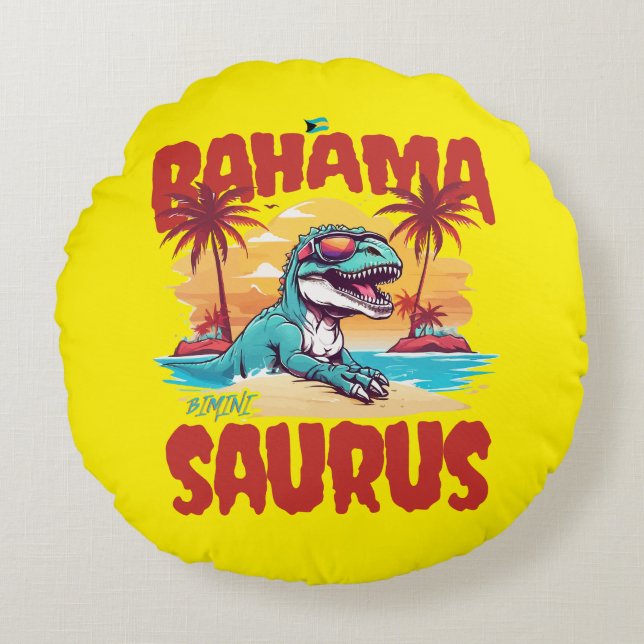 Cojín Redondo Regalo de recuerdo de Bahamas : Bimini Bahama Saur (Anverso)