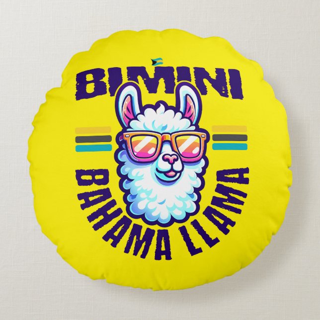 Cojín Redondo Regalo de recuerdo de Bahamas: Bimini Bahamas Llam (Anverso)