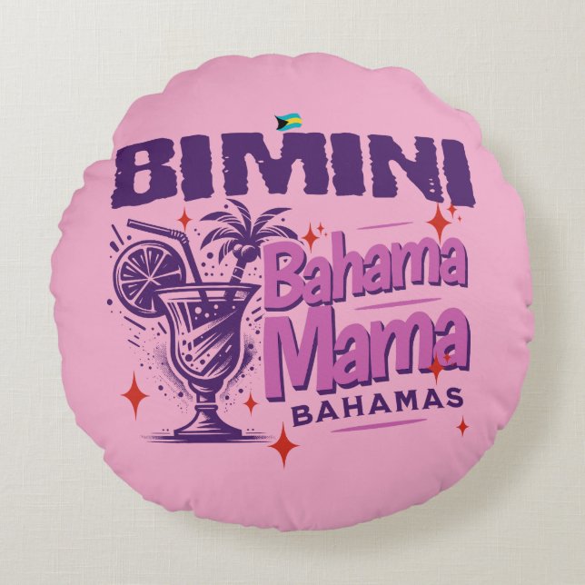 Cojín Redondo Regalo de recuerdo de Bahamas : Bimini Bahamas Mam (Anverso)
