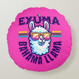 Cojín Redondo Regalo de recuerdo de Bahamas: Exuma Bahamas Llama