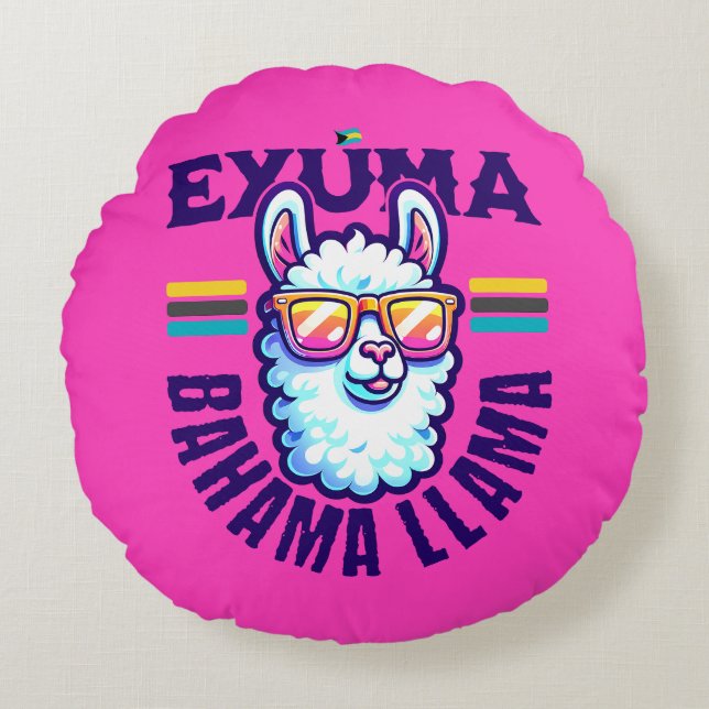 Cojín Redondo Regalo de recuerdo de Bahamas: Exuma Bahamas Llama (Anverso)